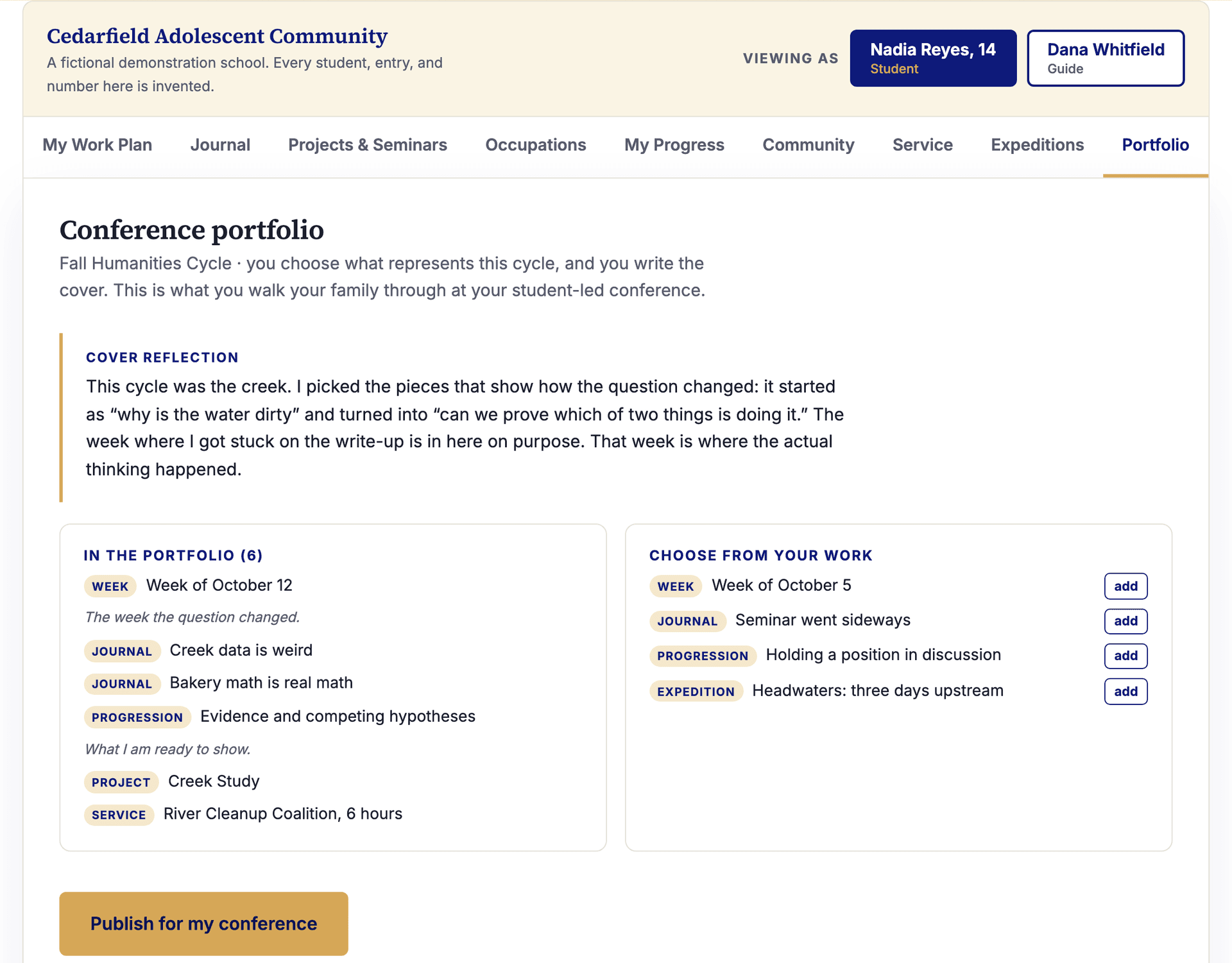 Portfolios, conferences, and school records